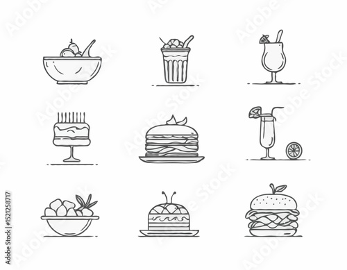Contemporary Food and Drink Linear Icons for Culinary Blogs