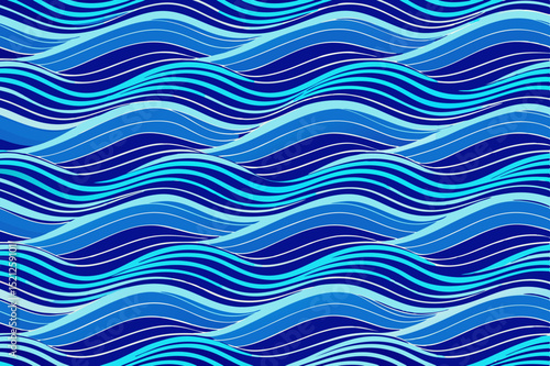 seamless ocean wave pattern with abstract blue water lines for marine and aquatic design themes