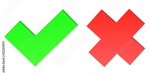 Two web icon sign buttons for approval disapproval, ok and not ok, correct incorrect accept not accept 