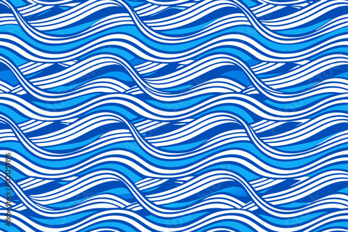 seamless ocean wave pattern with abstract blue water lines for marine and aquatic design themes
