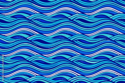 seamless ocean wave pattern with abstract blue water lines for marine and aquatic design themes