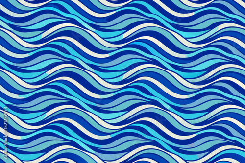 seamless ocean wave pattern with abstract blue water lines for marine and aquatic design themes