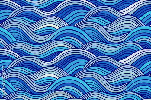 seamless ocean wave pattern with abstract blue water lines for marine and aquatic design themes