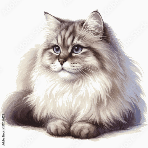 Arctic Heartthrob Cat Siberian isolated watercolor vector illustration svg