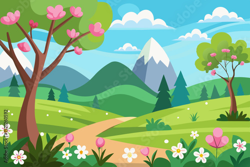 spring landscape with flowers