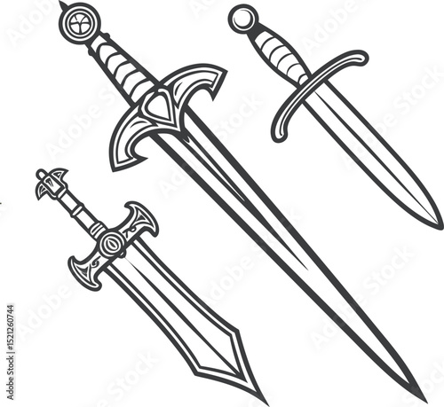 Vector art big knife and war tools icon set 