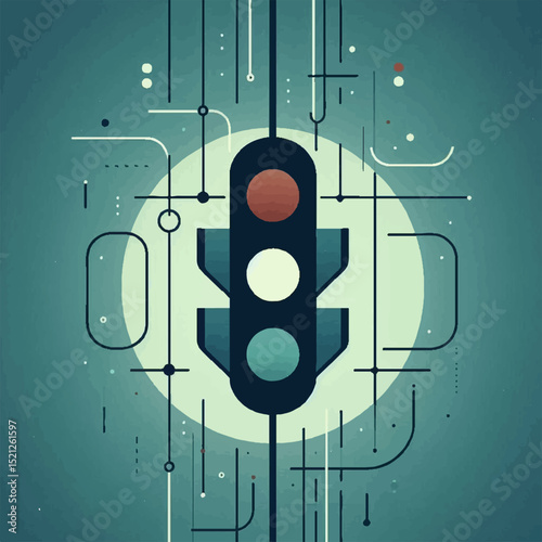 Technological Traffic Light Network Visualization in Muted Tones