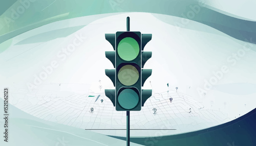 Traffic Light Design in Technological Urban Landscape with Copy Space