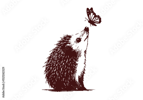 Hedgehog hand drawn sketch vector illustration