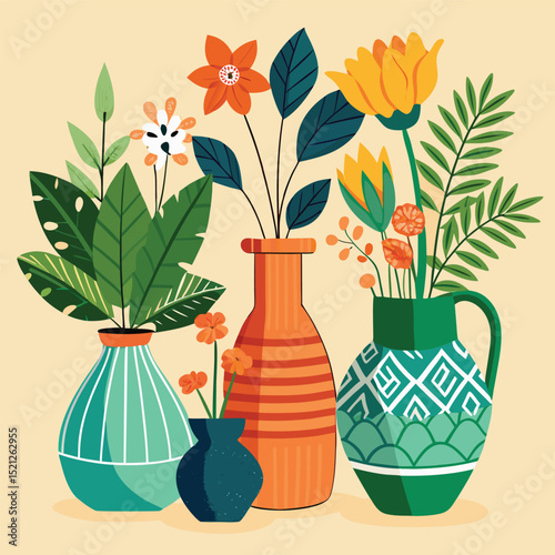 color vector vase flower icon set 