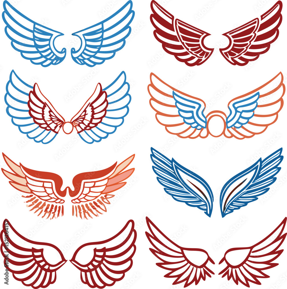 Obraz premium Wing vector icon set design art 
