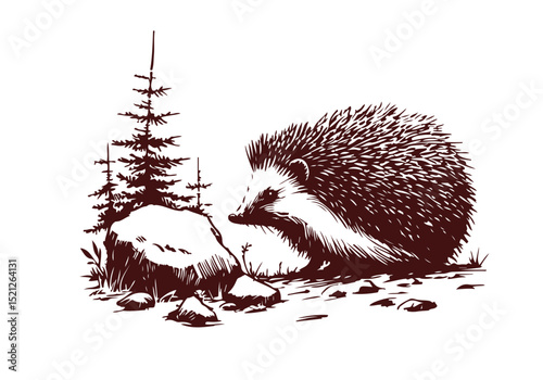 Hedgehog hand drawn sketch vector illustration
