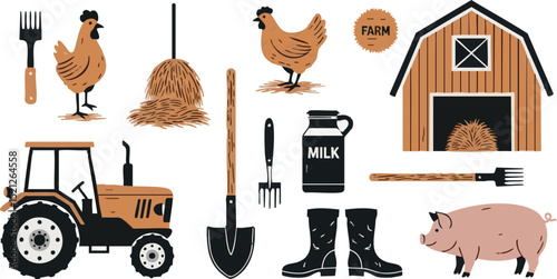 Farm Life Icons – Rustic Minimal Vector Set