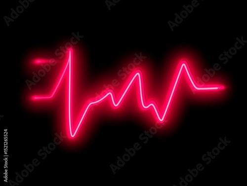 A vivid red neon illustration representing a heartbeat pattern