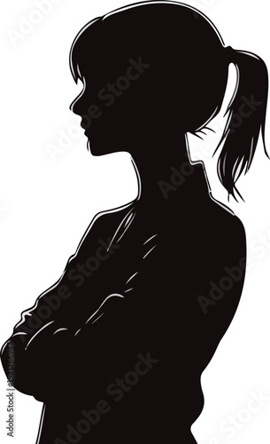 Silhouette of a young woman with a ponytail, exuding confidence and contemplation.
