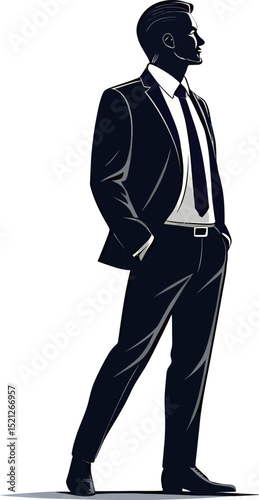 Stylish businessman in a suit, exuding confidence and sophistication.