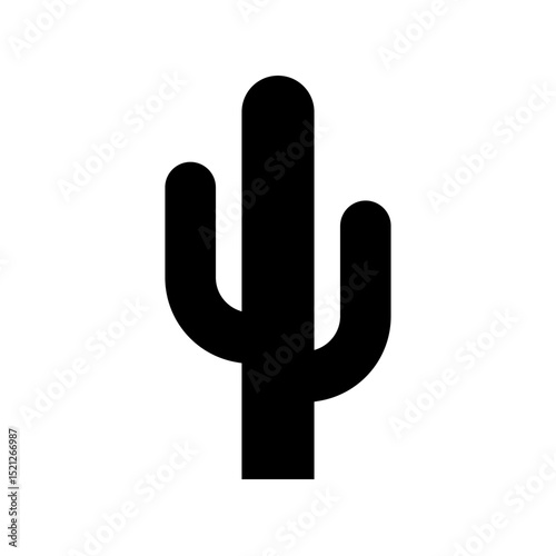 Cactus silhouette. Icon mexican cactuses. Black simple cacti isolated on white background. Sign saguaro. Logo cute shape. Desert pictogram. Solid outline element. Mexico pattern. Vector illustration