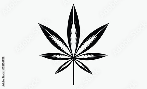 Cannabis leaf silhouette, marijuana hemp icon, Marijuana cannabis hemp leaf vector icon isolated on a white background 
