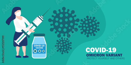 New coronavirus variant of COVID-19 strain omicron and vaccination concept