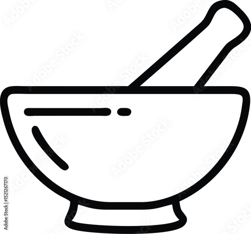 Mortar and pestle vector icon illustration for cooking herbs spices and pharmacy concept design