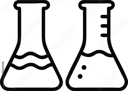 Science lab equipment vector illustration of two erlenmeyer flasks for chemistry experiments