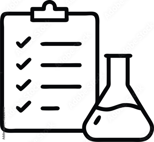 Lab report checklist with flask icon for science experiment and research documentation use