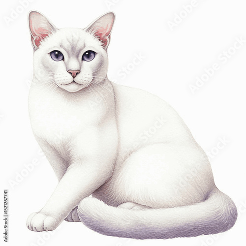 Luminous Spirit Flow Cat Khao Manee isolated watercolor vector illustration svg