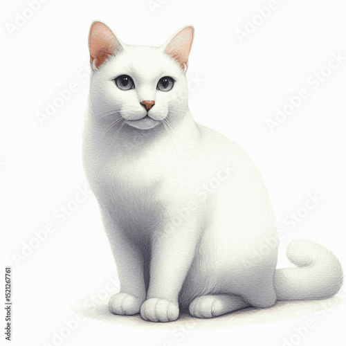 Oracle's Watercolor Cat Khao Manee isolated vector illustration svg