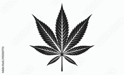 Cannabis leaf silhouette, marijuana hemp icon, Marijuana cannabis hemp leaf vector icon isolated on a white background 