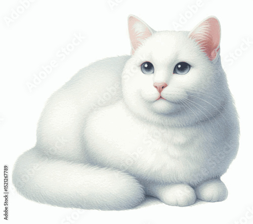 Odd-Eyed Muse Cat Khao Manee isolated watercolor vector illustration svg