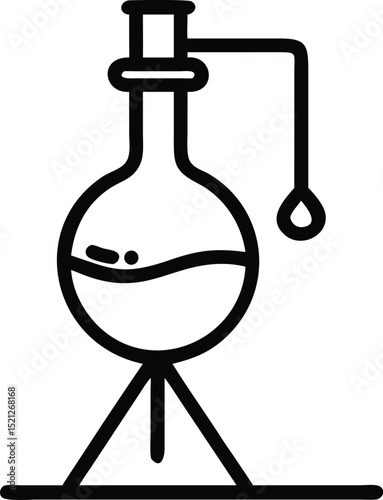Chemistry lab experiment distillation setup vector icon for science and education design use