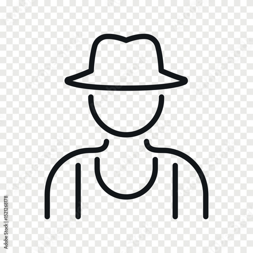 Farmer avatar outline vector icon