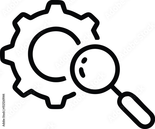 Search engine optimization seo analysis magnifying glass gear settings configuration icon vector