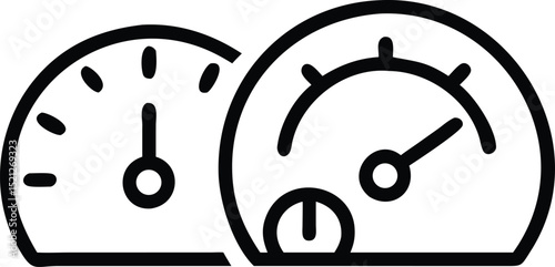 Illustration of speedometers for measuring speed and performance dashboard indicators design