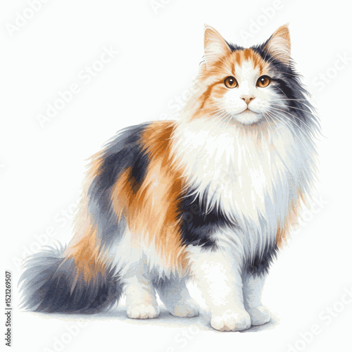 Lakeborn Muse Cat Turkish Van isolated watercolor vector illustration svg