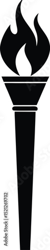 Torch black silhouette vector art and illustration