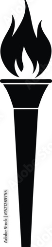 Torch black silhouette vector art and illustration