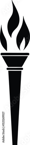 Torch black silhouette vector art and illustration