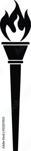 Torch black silhouette vector art and illustration