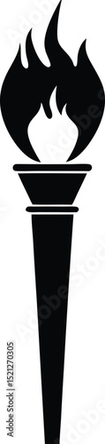 Torch black silhouette vector art and illustration