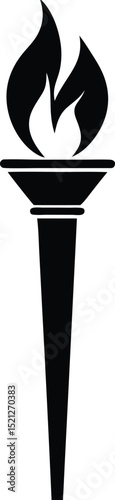 Torch black silhouette vector art and illustration