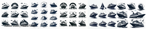 Vector set image silhouette of cruise ship
