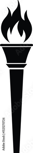 Torch black silhouette vector art and illustration