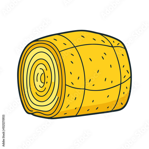 Cartoon illustration of a round hay bale