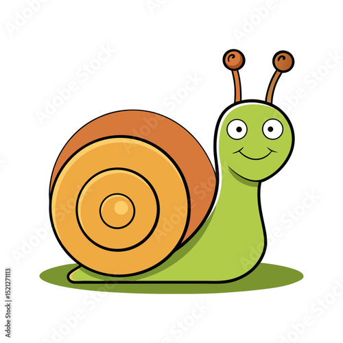 Happy cartoon snail illustration for children s book