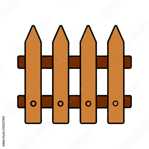 Simple cartoon wooden fence illustration for design