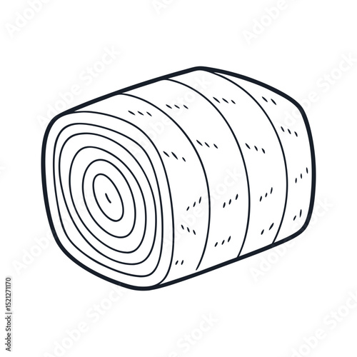 Hay bale illustration line drawing rural farm agriculture