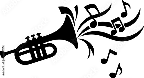 new year trumpet silhouette vector illustration, isolated on white