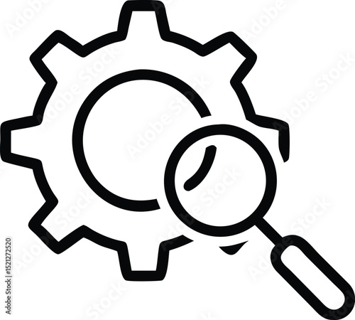 Search engine optimization seo settings configuration magnifying glass and gear icon vector