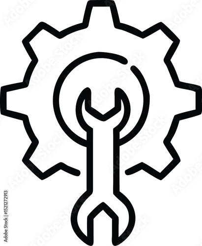 Gear and wrench icon vector illustration for maintenance repair service engineering concept